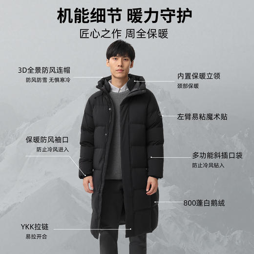 君羽800蓬羽绒服男女过膝长款连帽冬季新款加厚保暖极寒鹅绒服H52295羽绒大衣 商品图4