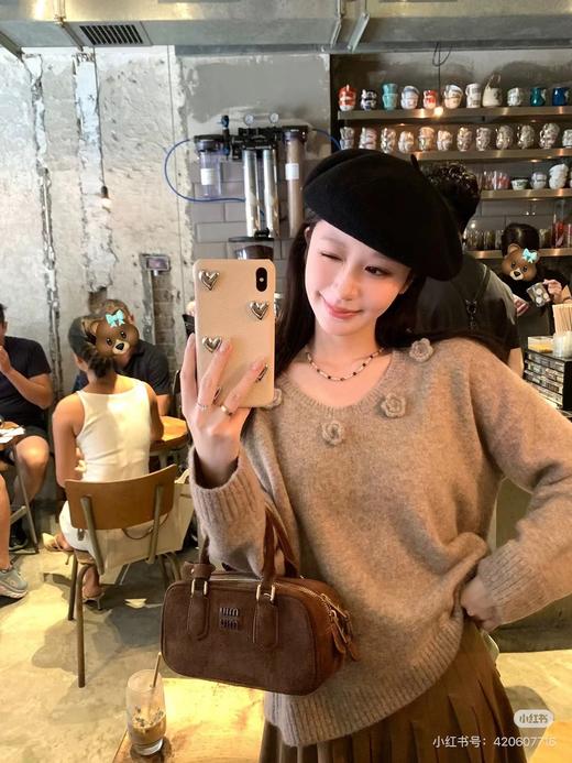 F011208新款可手拎可斜挎鹿皮绒女士保龄球包包 商品图0