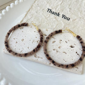 复古港风豹纹圆圈耳环女气质耳钉素圈耳饰耳环（40mm）-纪念日百货门店同款168197943