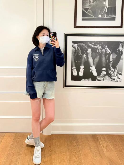 F011249松弛有度日常通勤休闲翻领半拉链小马卫衣 商品图6