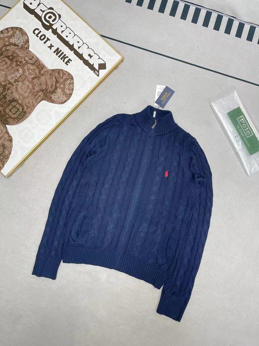 F011253小标刺绣logo全拉链针织绞花开衫毛衣 商品图7