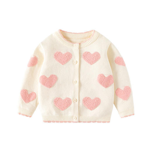 软糯感小爱心纯棉婴儿毛衣A类秋冬女童毛衣开衫针织婴儿开衫外套 商品图4