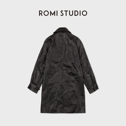 ROMI STUDIO棕标系列-法国头层小牛原皮哑光挺括皮大衣RWCWWG6668 商品图1