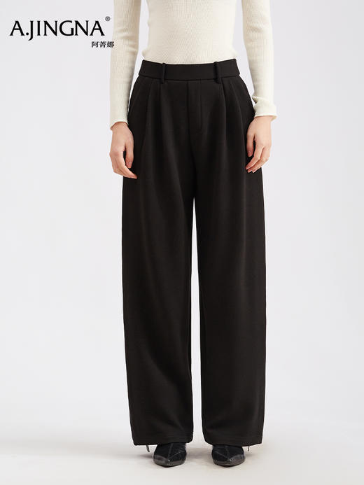 【LU系高腰】阿菁娜冬季新款设计感褶皱裤LU系高腰阔腿F30D210051 商品图3