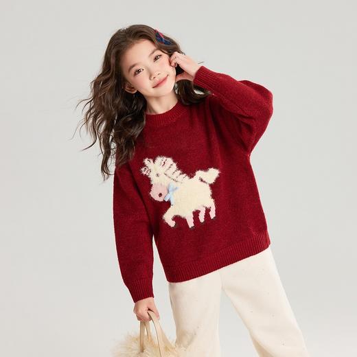 新年氛围制造机｜SIIJJEYY枝辑 「马上好运」亲子新年毛衣 软糯挺括，质感车厘子红/柚红色 男女同款 100-170码 商品图13