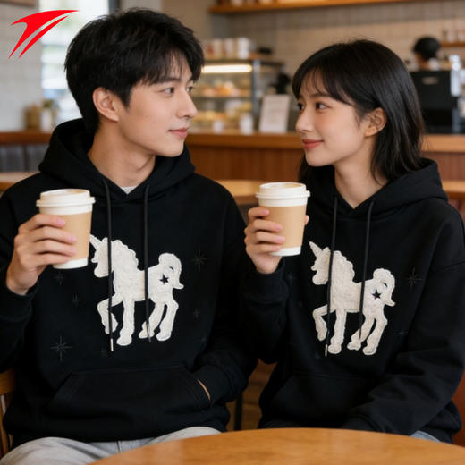 金莱克马年连帽卫衣男女款春季简约百搭宽松打底衫情侣外套卫衣JLK6211 商品图2