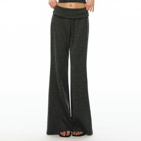 Ariseism 美式复古深灰色翻边宽松卫裤休闲裤女春季新款长裤子