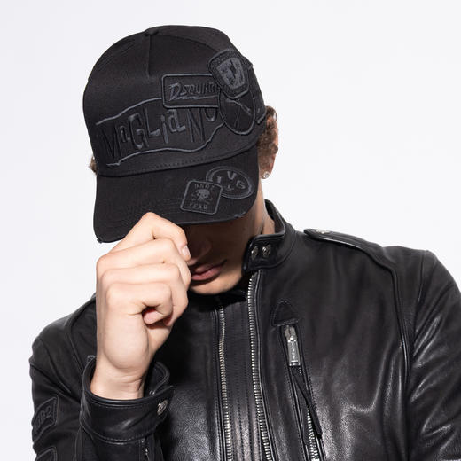 DSQUARED2 男士 MAGLIANO联名 徽标贴片棉质棒球帽 黑色 BCM0948 05C00001 2124 商品图3