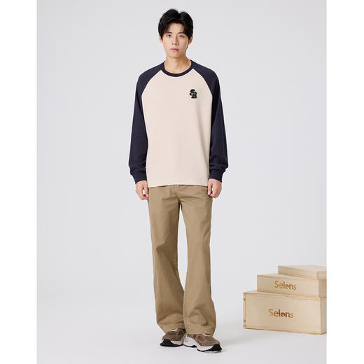gxgjeans 男装【肌理感】男士长袖T恤25秋款撞色拼接亲肤透气内搭情侣打底衫K&C 商品图1