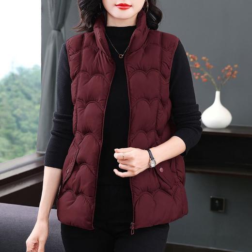 百媚生 短款棉马甲时尚立领坎肩背心无袖棉衣外套3348 商品图3