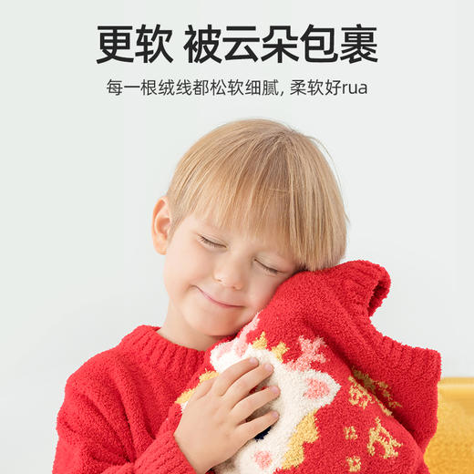 贝肽斯儿童睡衣秋冬新款半边绒加绒加厚宝宝男女童拜年家居服套装 商品图2