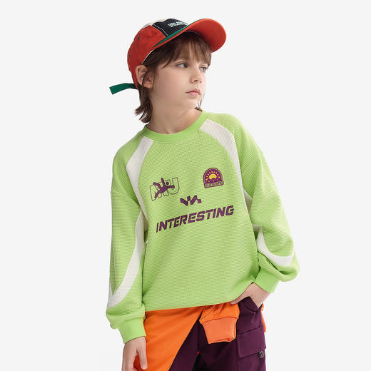 【MQD】【170】童装男女童长袖t恤春秋季款华夫格儿童圆领卫衣宝宝上衣内搭 商品图3