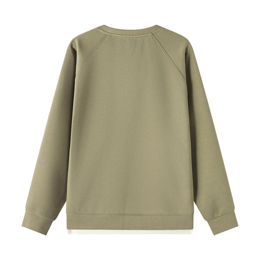 gxgjeans 男装撞色拼接假两件男士圆领卫衣2025秋款宽松日常通勤校园打底衫K&C 商品图7