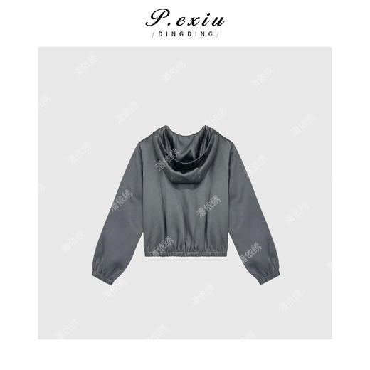 04-6潘依绣丁丁宠粉韩系简约抽绳连帽极简短外套Q1725 商品图1