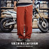 马登工装美式复古多口袋明线工装裤砖红色直筒阔腿束脚休闲裤男春 商品缩略图4