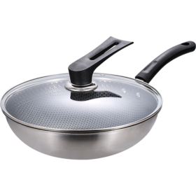 6943819120627 乐扣乐扣Lock&Lock 30CM家用304不锈钢炒锅全面屏蜂窝底炒菜锅不粘炒锅