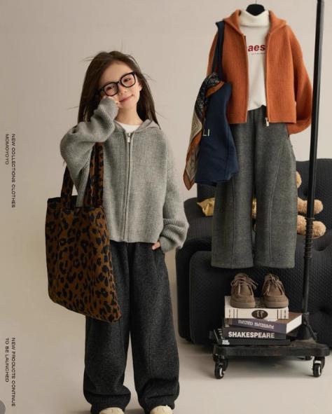 老米优品🎈复古色系超美！120码-170码《亲子款儿童秋冬针织开衫外套》连帽毛衣，叠搭松弛感满满~ 商品图6