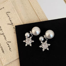 「冬日初雪」氛围感满钻雪花925银珍珠耳环银针耳环-纪念日百货门店同款168197741