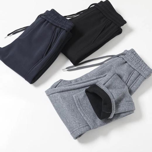 F011202加绒加厚冬季保暖简约基础百搭男士纯色休闲时尚卫裤长裤 商品图8