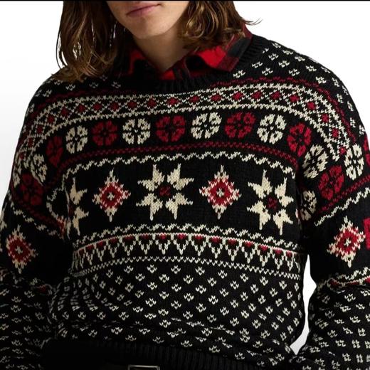 F011250复古提花限定秀款羊毛拼色毛衣针织衫 商品图7