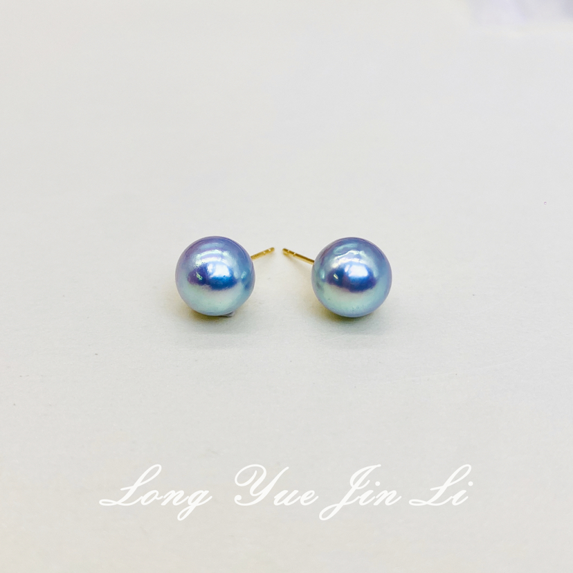 18K珍珠耳饰（海水真多麻）；8-9mm