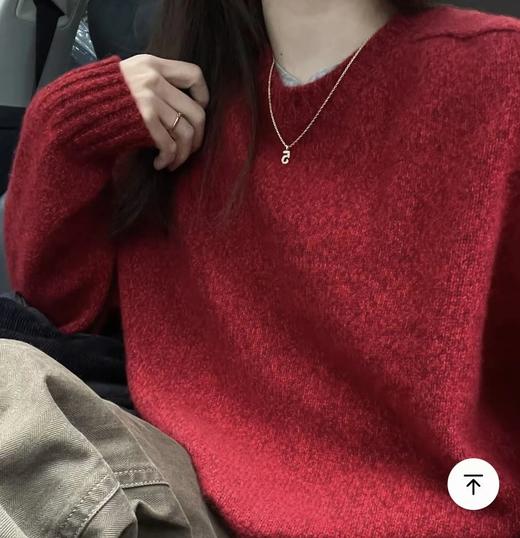 重磅渠道   lp花纱马鞍肩毛衣  6股26支超细羊绒纱线    新年红毛衣 商品图1