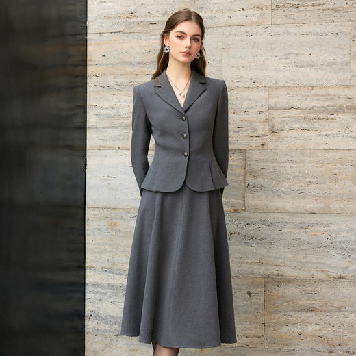 IWY/高级感翻领灰色西装套裙女修身收腰职业装商务通勤正装25CS869 商品图1
