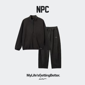 NPC潮牌羊毛混纺空气双面绒拉链半开襟抓绒卫衣套装NP5CST01&SP02