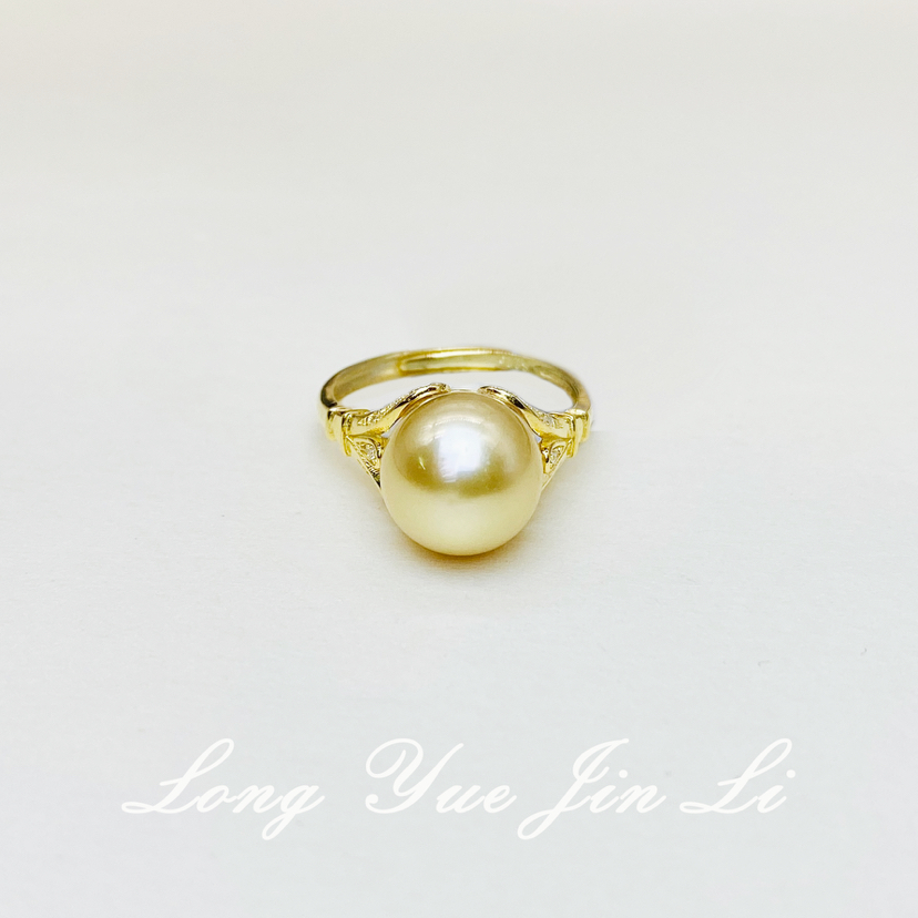 S925珍珠戒指（海水南洋金珠）；10-11mm
