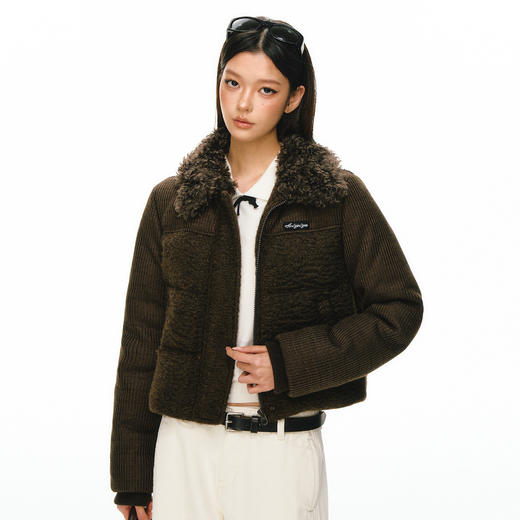 Ariseism美式复古设计感毛领针织拼接羽绒服女冬季新款面包服外套 商品图1