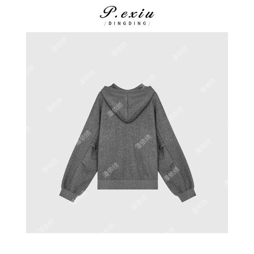 04-6潘依绣丁丁宠粉韩系简约连帽抽绳长袖短外套Q14278 商品图1