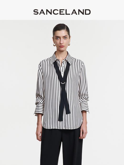 三石一澜SANCELAND女装桑蚕丝斜纹绸衬衣SK11101024 商品图1