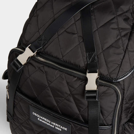 DSQUARED2 男士 Heritage 系列 字母徽标贴片双肩包 黑色 BPM0122 11702380 2124 商品图3