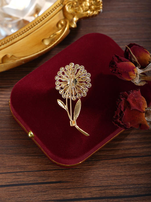 子佩集【‌蒲月风和】珍珠惜王妃胸针【XXXZ235】7.5mm珠镀金蒲公英2601 商品图7