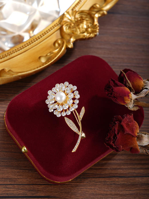 子佩集【‌蒲月风和】珍珠惜王妃胸针【XXXZ235】7.5mm珠镀金蒲公英2601 商品图9