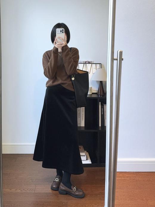 825 女款金丝绒加绒半身裙 秋冬经典加绒加厚A字裙 PJ069 商品图0