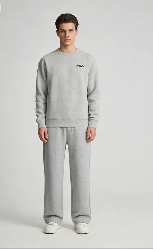 男女同款FL加绒直筒松紧腰卫裤 商品图0