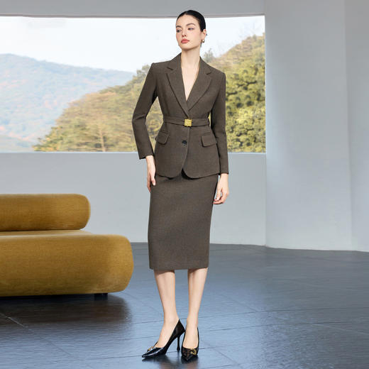 IWY/卡其绿西装套裙女气质通勤职业装高级感秋冬羊毛正装工作服25CS899 商品图1
