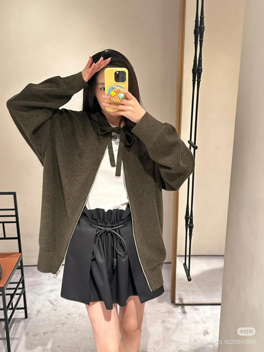 112-1 独家圆正 lew 一博同款 刺绣徽标 羊毛圈圈纱 男女同款拉链连帽衫 老朱穿S 商品图11