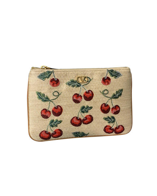 提花拉菲草皮革手拿包zh023 商品图0