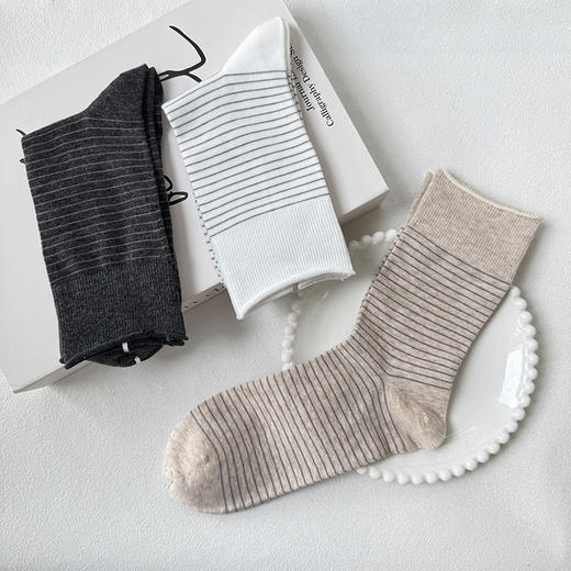 基础-简约韩版条纹女款中筒-纪念日百货门店同款168494921 商品图5