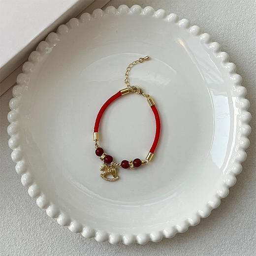 阿吉豆红绳马上有钱吊坠红色玛瑙手链本命年小马串珠-纪念日百货门店同款168646075 商品图2