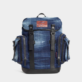 DSQUARED2 男士徽标贴片牛仔双肩包 牛仔蓝 BPM0128 10106739 M2498