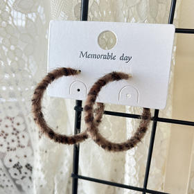 复古港风豹纹大圈圈耳环女秋冬季素圈耳饰耳环（30mm）-纪念日百货门店同款168197927