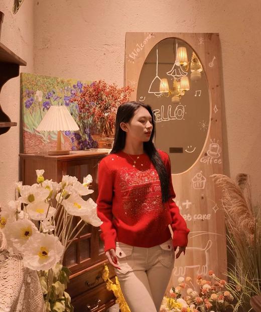 F011213节日限定大刺绣贴钻针织女款圆领毛衣 商品图4