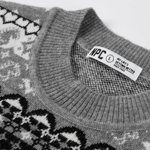 NPC潮牌马年限定【马上有财】费尔岛提花毛衣圆领重磅600克NP5CSW15 商品图1