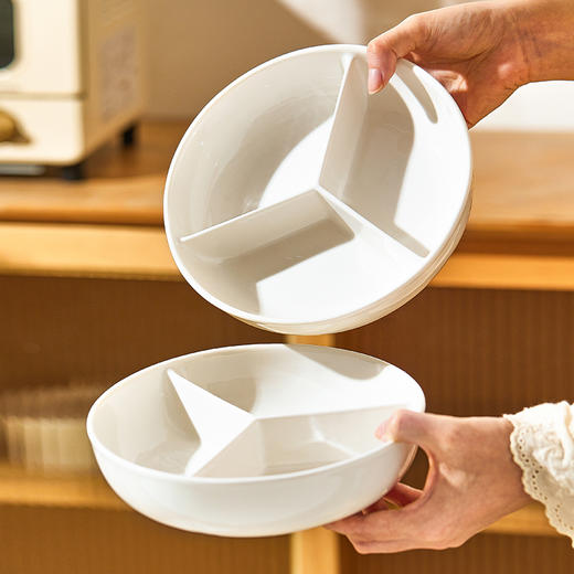 摩登主妇陶瓷三分格蒸盘电饭锅蒸笼家用减脂盘子宝宝儿童辅食餐盘 商品图1