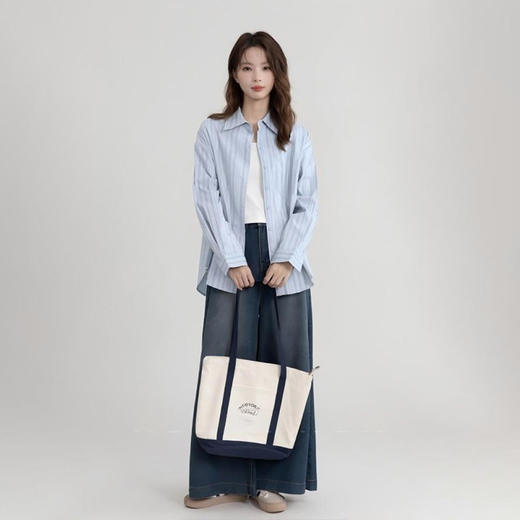 西遇蓝色条纹衬衫女2026年春季新款韩版宽松休闲polo领上衣SS060075 商品图3