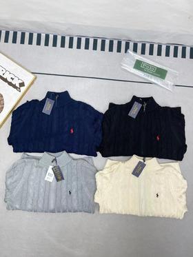 F011253小标刺绣logo全拉链针织绞花开衫毛衣