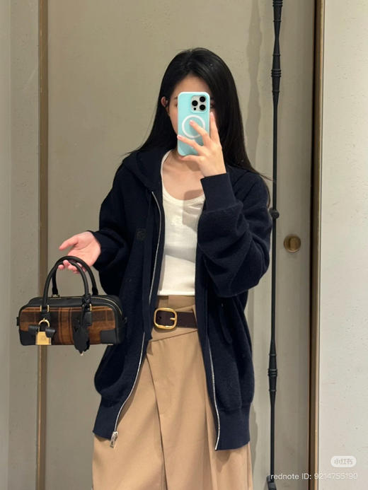 112-1 独家圆正 lew 一博同款 刺绣徽标 羊毛圈圈纱 男女同款拉链连帽衫 老朱穿S 商品图1